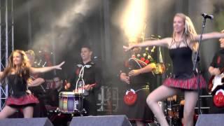 Red Hot Chilli Pipers - with Dancing Girls at 2014 Shrewsbury Flower Show
